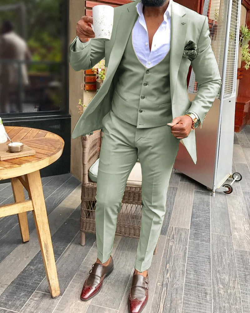 Olive Green Slim Fit Green Tuxedo Wedding With Blue Lapel For Men Classic  Groom Wear Tuxedo For Formal Prom And Blazer Jacket Jacket And Pants From  Foreverbridal, $66.43 | DHgate.Com